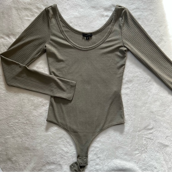 Dynamite Tops - Dynamite Green Nylon Scoop Neck Bodysuit
